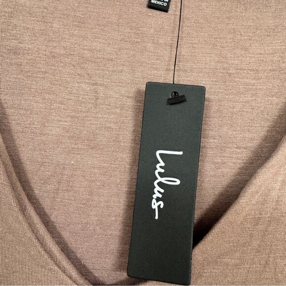 Lulus Brown V Neck Long Sleeve Bodysuit Womens M Casual Blouse Puff Sleeve Top - Picture 6 of 9